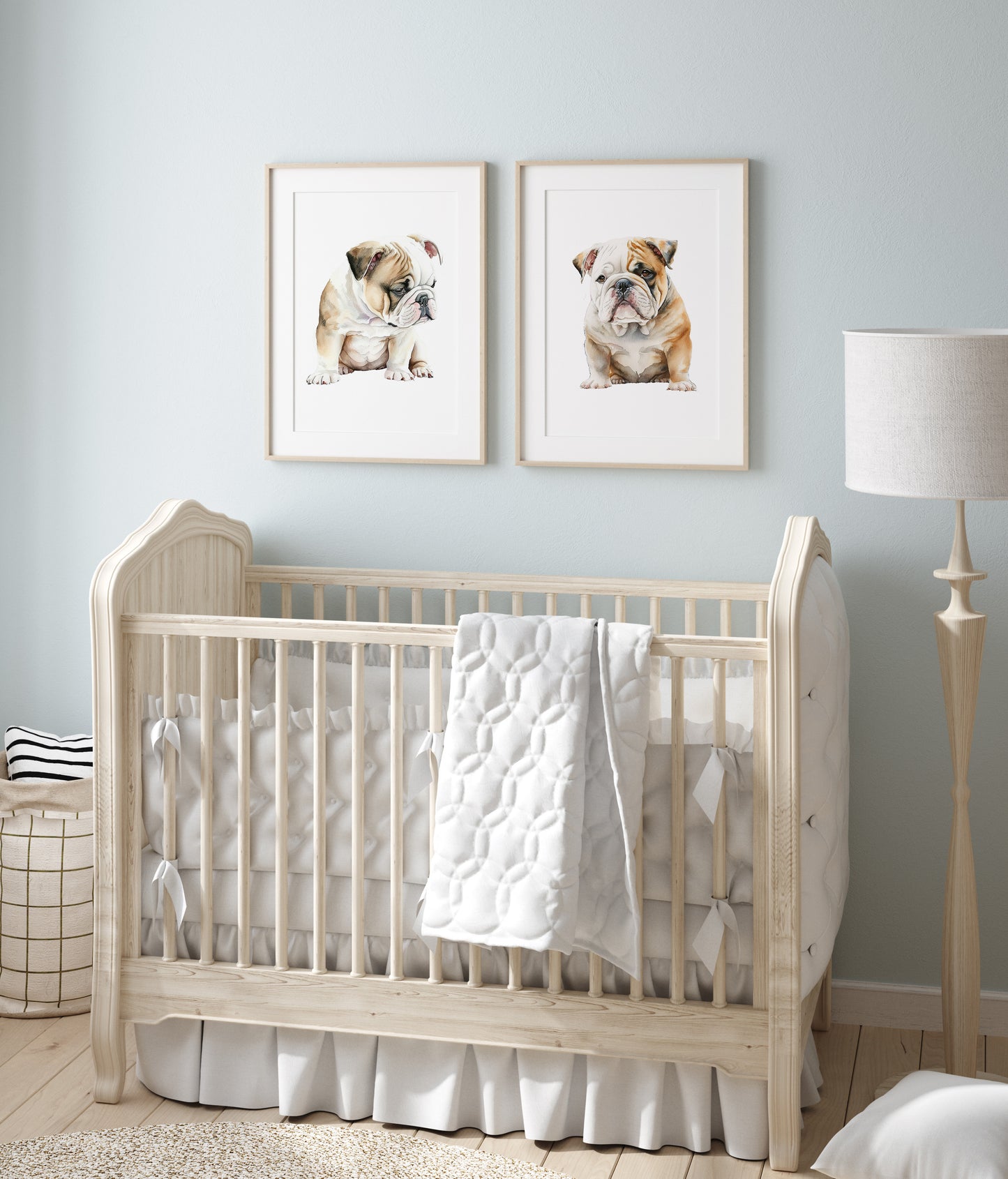 English Bulldog Printable Wall Art, Puppy dogs Nursery Prints Set of 2 - Friends Forever