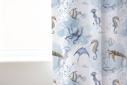 Under the sea Curtain, Single Panel, Ocean nursery decor - Ocean Mystery
