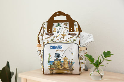 Personalized Fishing diaper bag |  Fishing baby backpack - Sweet Fisherman