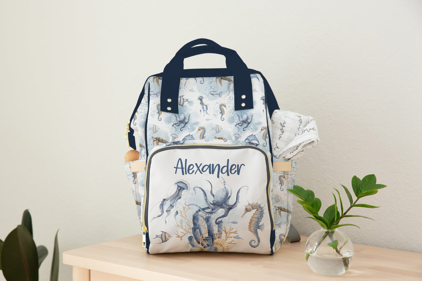 Personalized Under the sea diaper bag |  Ocean animals baby backpack - Ocean Mystery