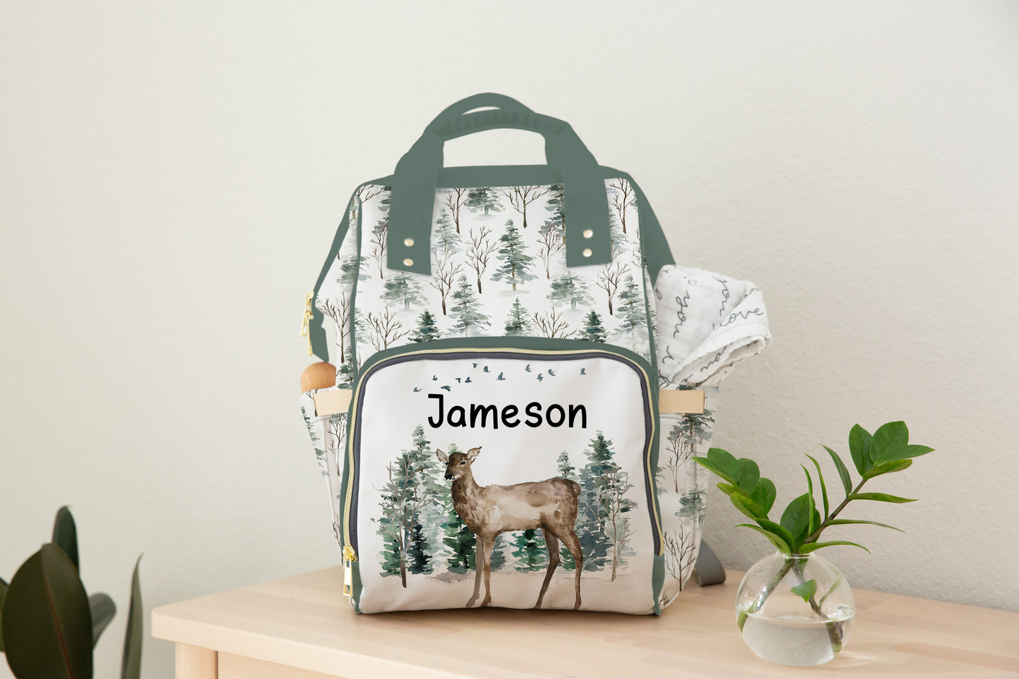 Personalized Deer diaper bag | Woodland baby backpack - Enchanted forest