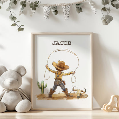 Personalized Cowboy Wall Art, Western Nursery Decor Set of 3 Unframed Prints