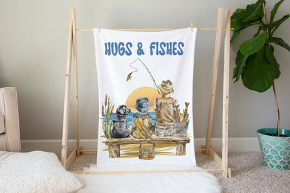 Fishing baby blanket, Fishing nursery bedding - Sweet Fisherman