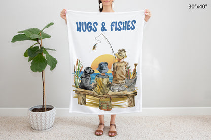 Fishing baby blanket, Fishing nursery bedding - Sweet Fisherman