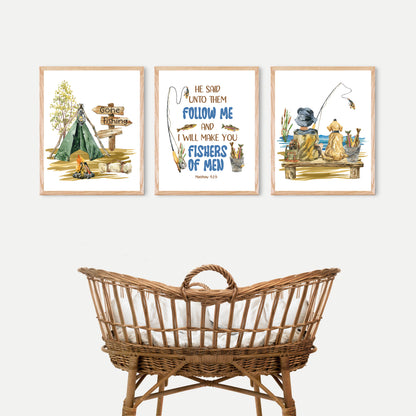 Bible verse Printable Wall Art, Fishing Nursery Prints Set of 6 - Sweet Fisherman