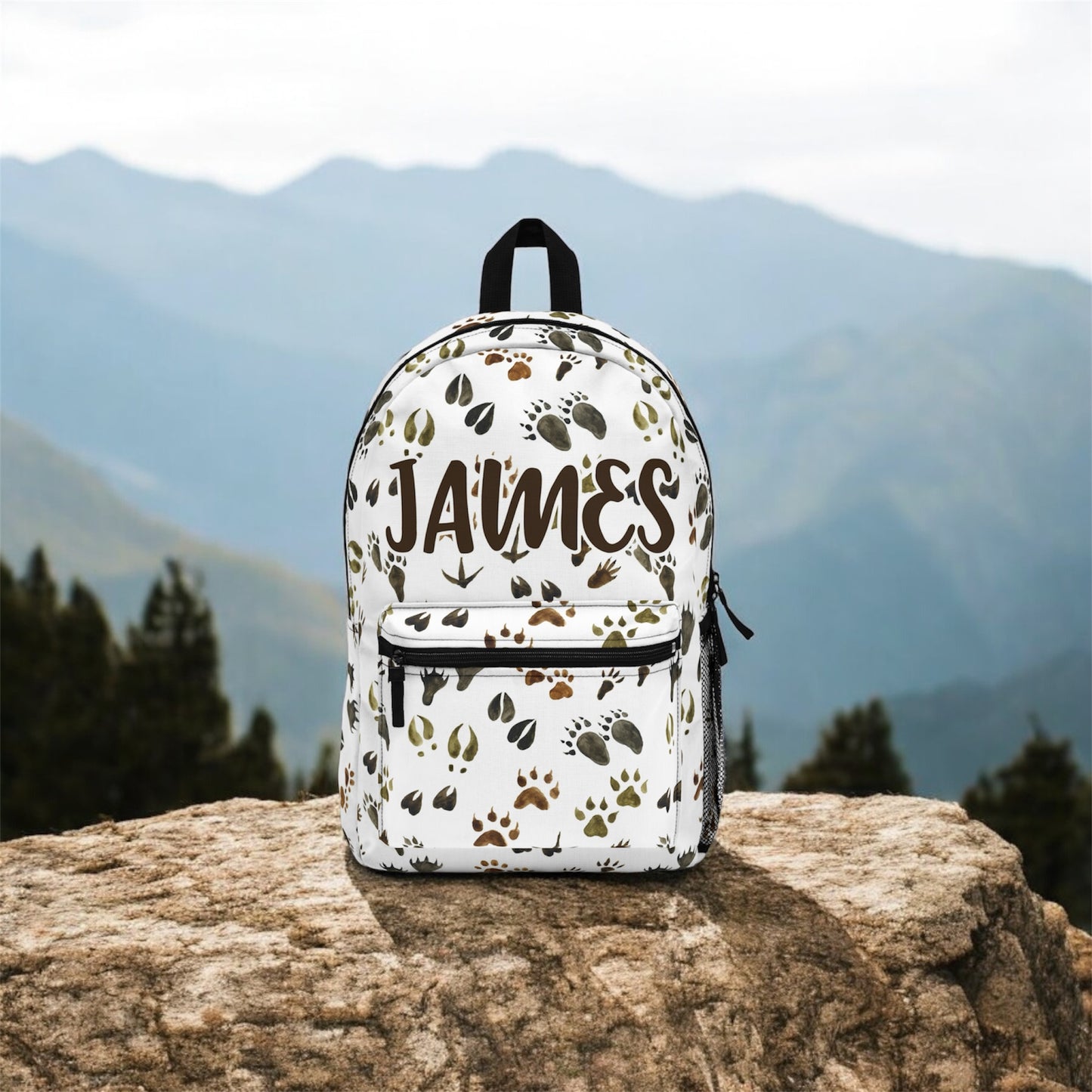 Personalized Animal Tracks Backpack, Woodland Boys Back To School Bag - Footprints in the forest