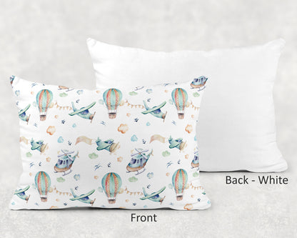 Airplane pillow sham, Helicopter Hat air balloon Toddler or Standard pillowcase - Up in the Sky