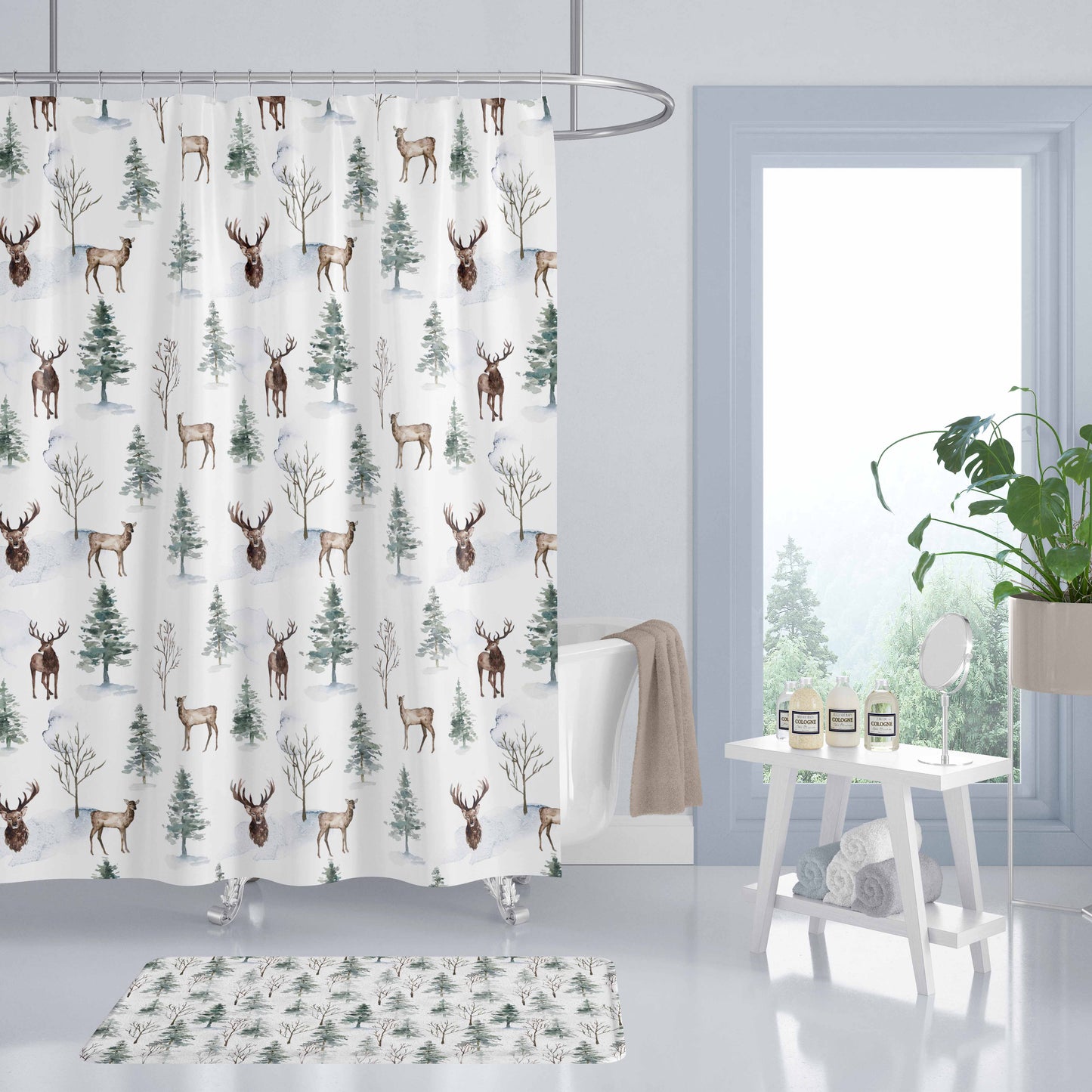 Woodland shower curtain, Forest bathroom decor - Enchanted forest