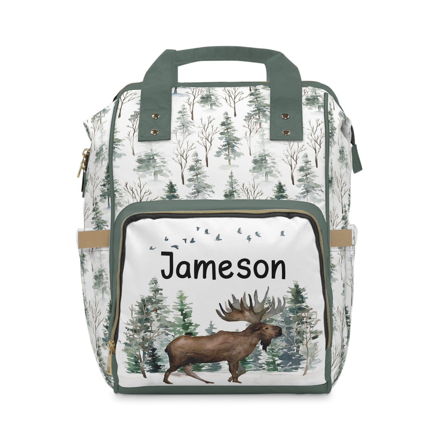 Personalized Moose diaper bag | Woodland baby backpack - Enchanted forest