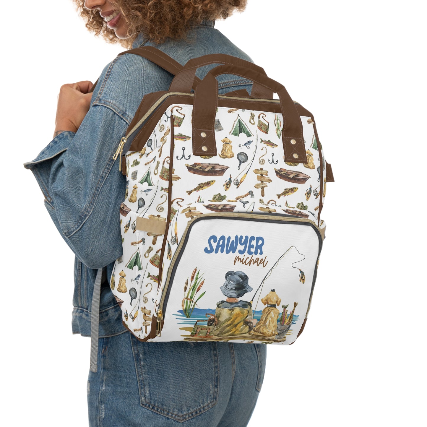 Personalized Fishing diaper bag |  Fishing baby backpack - Sweet Fisherman