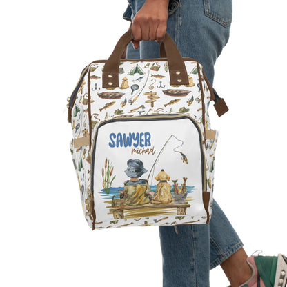 Personalized Fishing diaper bag |  Fishing baby backpack - Sweet Fisherman