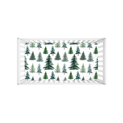 Pine Trees Minky Crib Sheet, Forest Nursery Bedding - The Forest