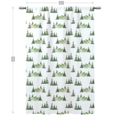 Mountains Curtain Single Panel, Forest Nursery Decor - Enchanted Green