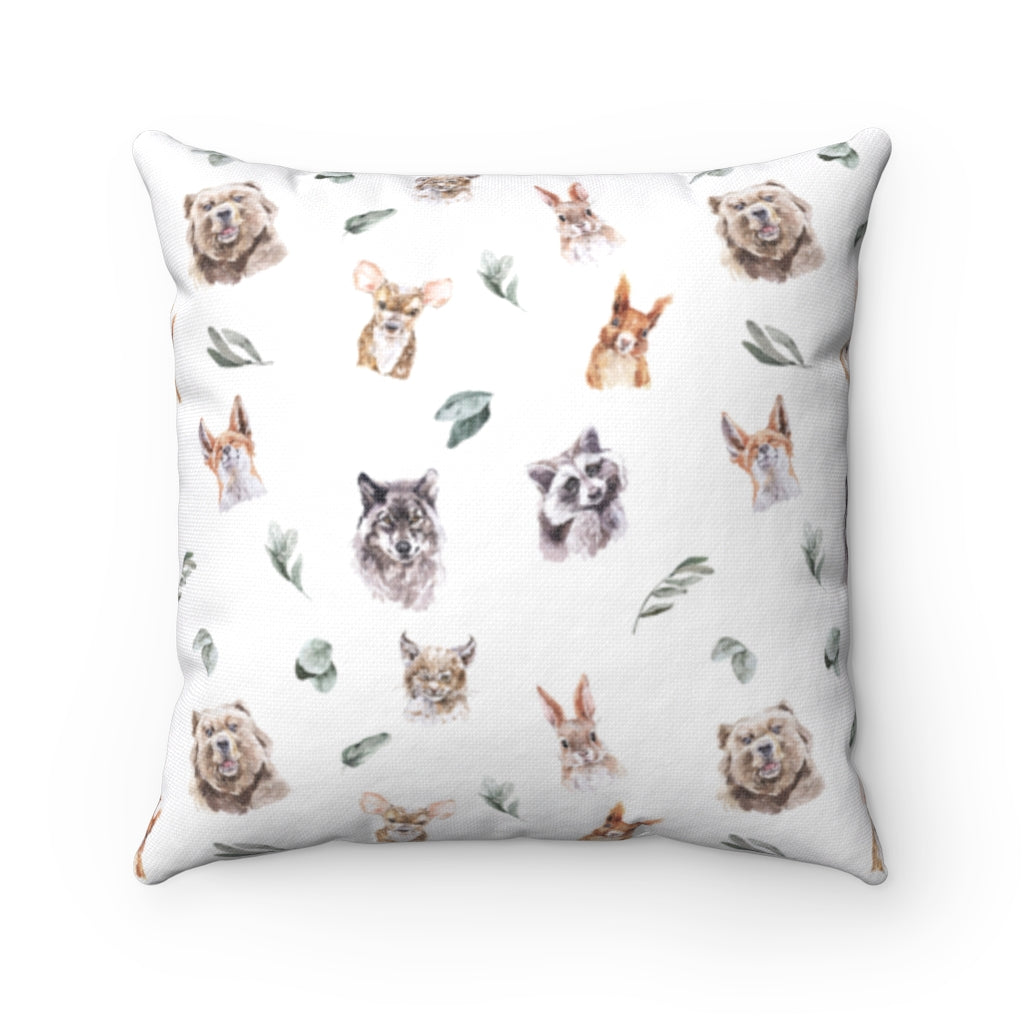 Raccoon Pillow Cover Double-Sided, Woodland Nursery Decor - Wild Woodland