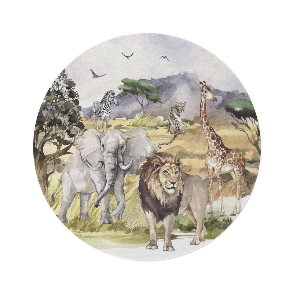 Safari nursery rug, Jungle Nursery decor - African Encounter