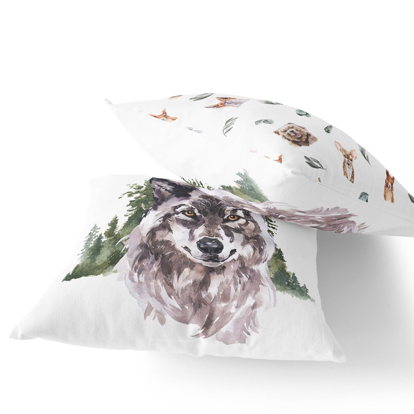 Wolf Pillow cover, Woodland Nursery Decor - Wild Woodland