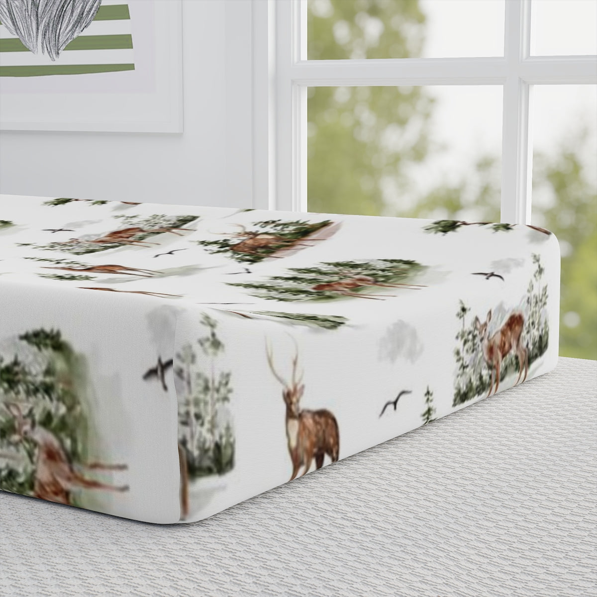 Deer Changing Pad Cover, Woodland nursery decor - Cabin Life