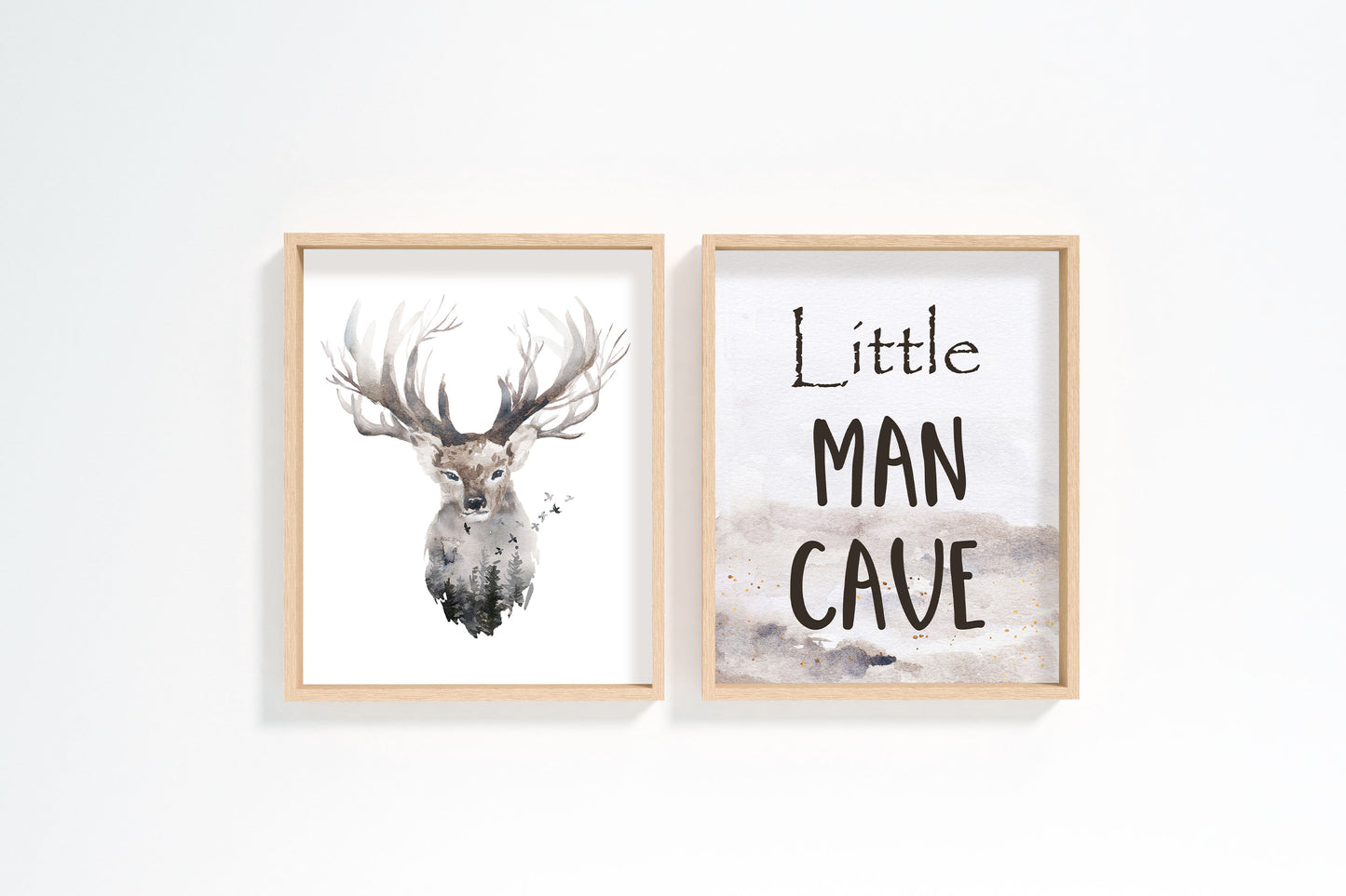 Little Man Cave Printable Wall Art, Woodland Nursery Prints Set of 2 - Enchanted Forest