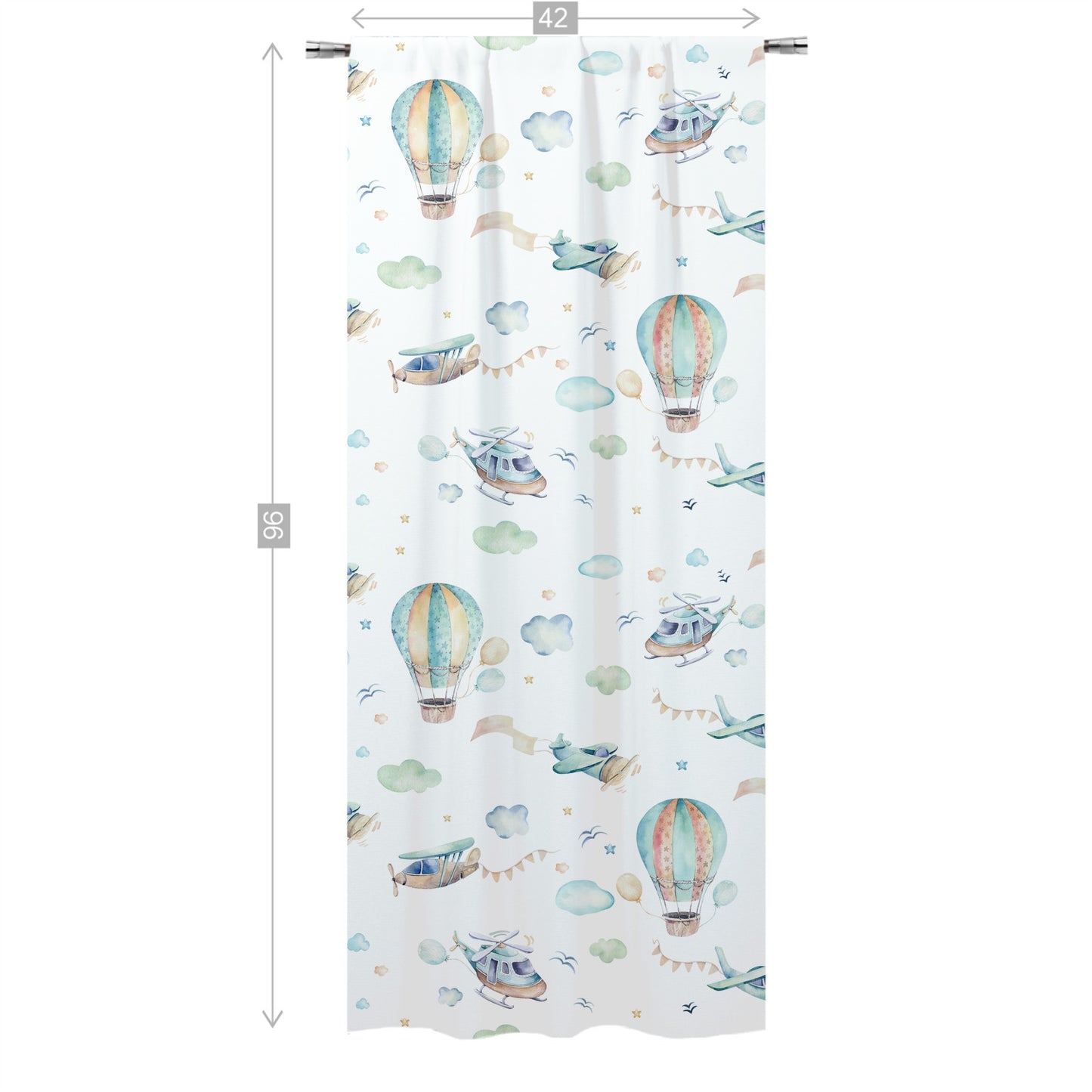 Airplanes Curtain Single Panel, Airplanes Nursery Decor - Up In The Sky