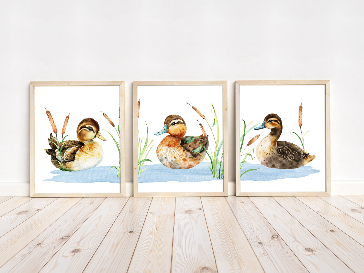 Ducks Printable Wall Art, Mallard ducks Nursery Prints Set of 3 - Little Ducklings