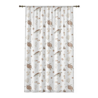 Under The Sea Sheer Curtain, Single Panel, Ocean animals nursery - Deep Ocean