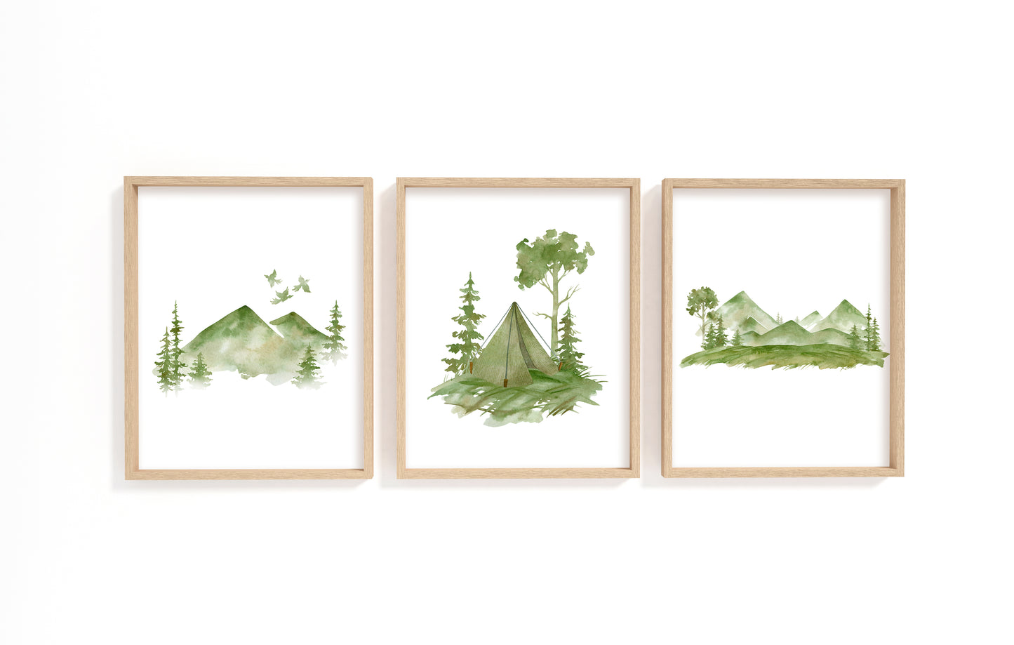 Green Forest Printable Wall Art, Woodland Nursery Prints Set of 3