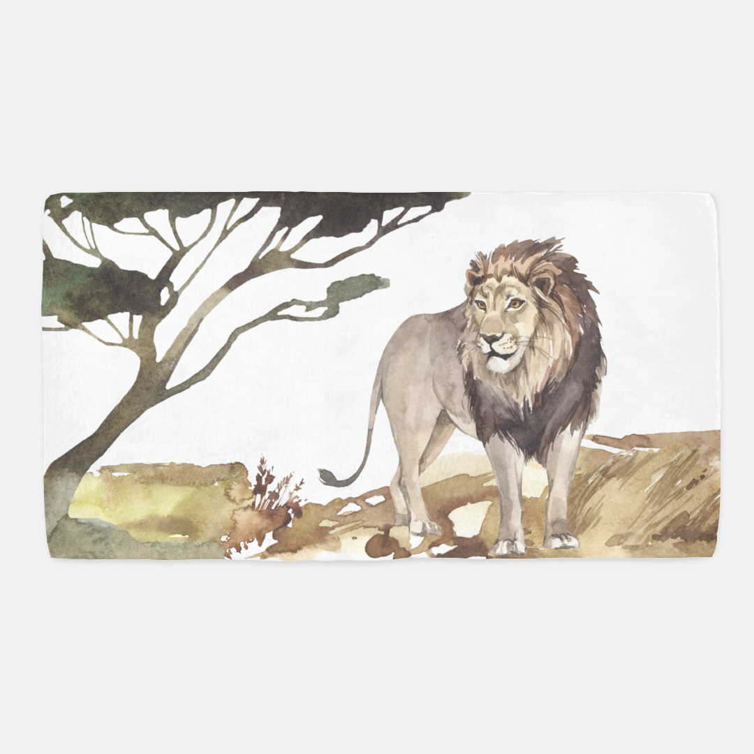 Lion Minky Crib Sheet, Safari Nursery Bedding - Africa Encounter