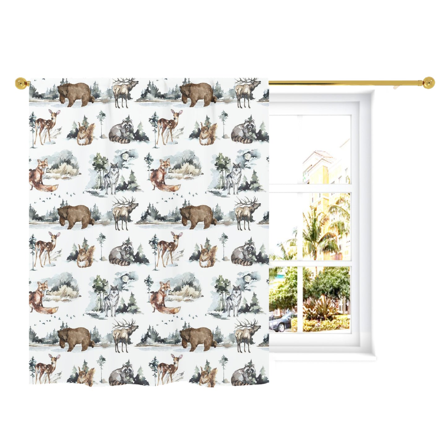 Woodland animals Curtain, Single Panel | Forest nursery decor - Wild Nature