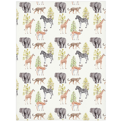 Savanna Animals Minky Blanket, Safari Nursery Bedding - Savanna