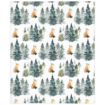 Fox Minky Blanket, Forest Nursery Bedding - Majestic Forest