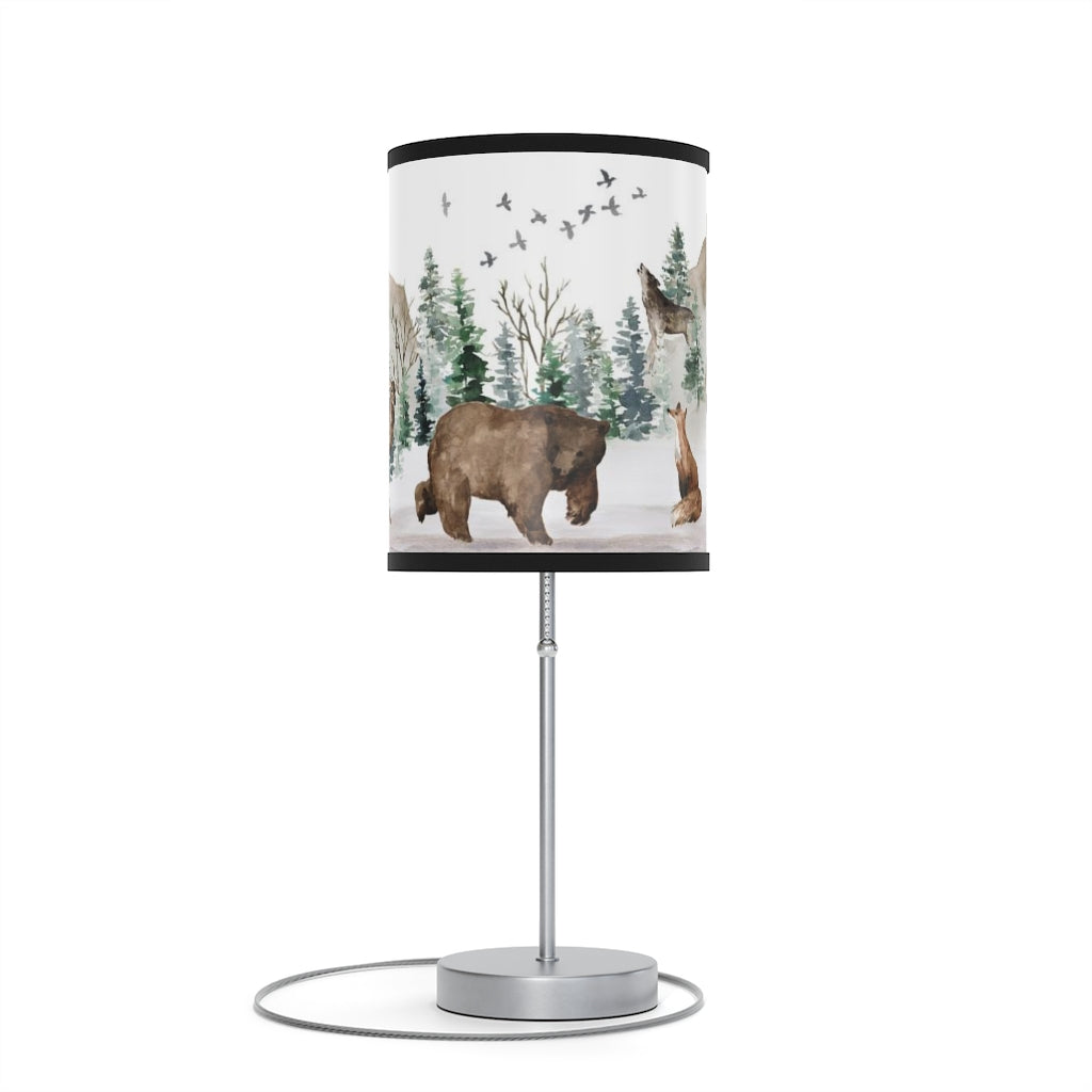 Woodland Lamp, Wolf Deer bear and fox Lamp, Woodland Baby Room decor - Enchanted Forest
