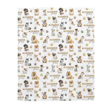 Personalized Puppy dogs Blanket, Dog Theme Bedding - Friends forever