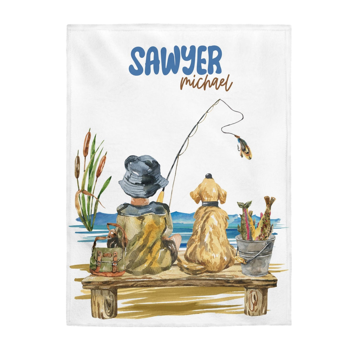 Personalized Fishing Blanket, Fishing nursery Bedding - Sweet Fisherman