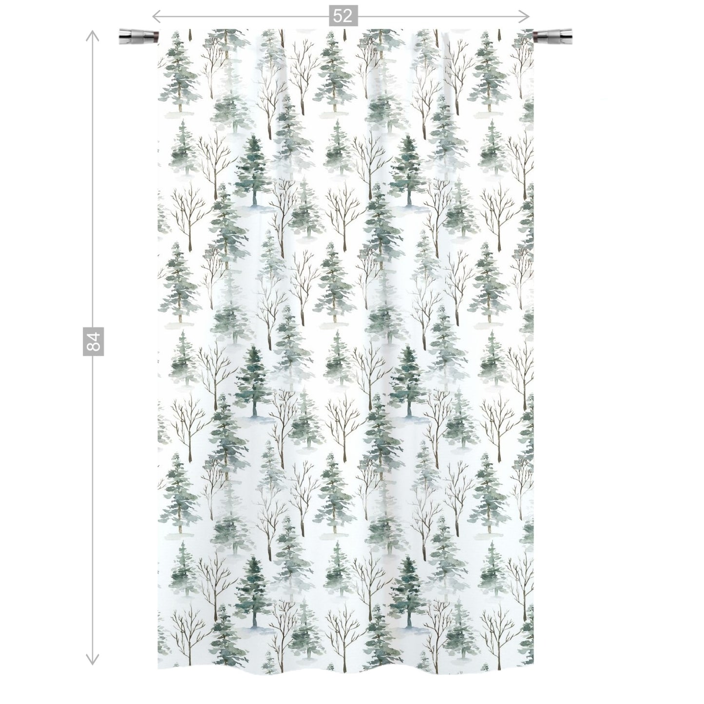 Pine Tree Curtain Single Panel, Forest Nursery Decor - Enchanted Forest