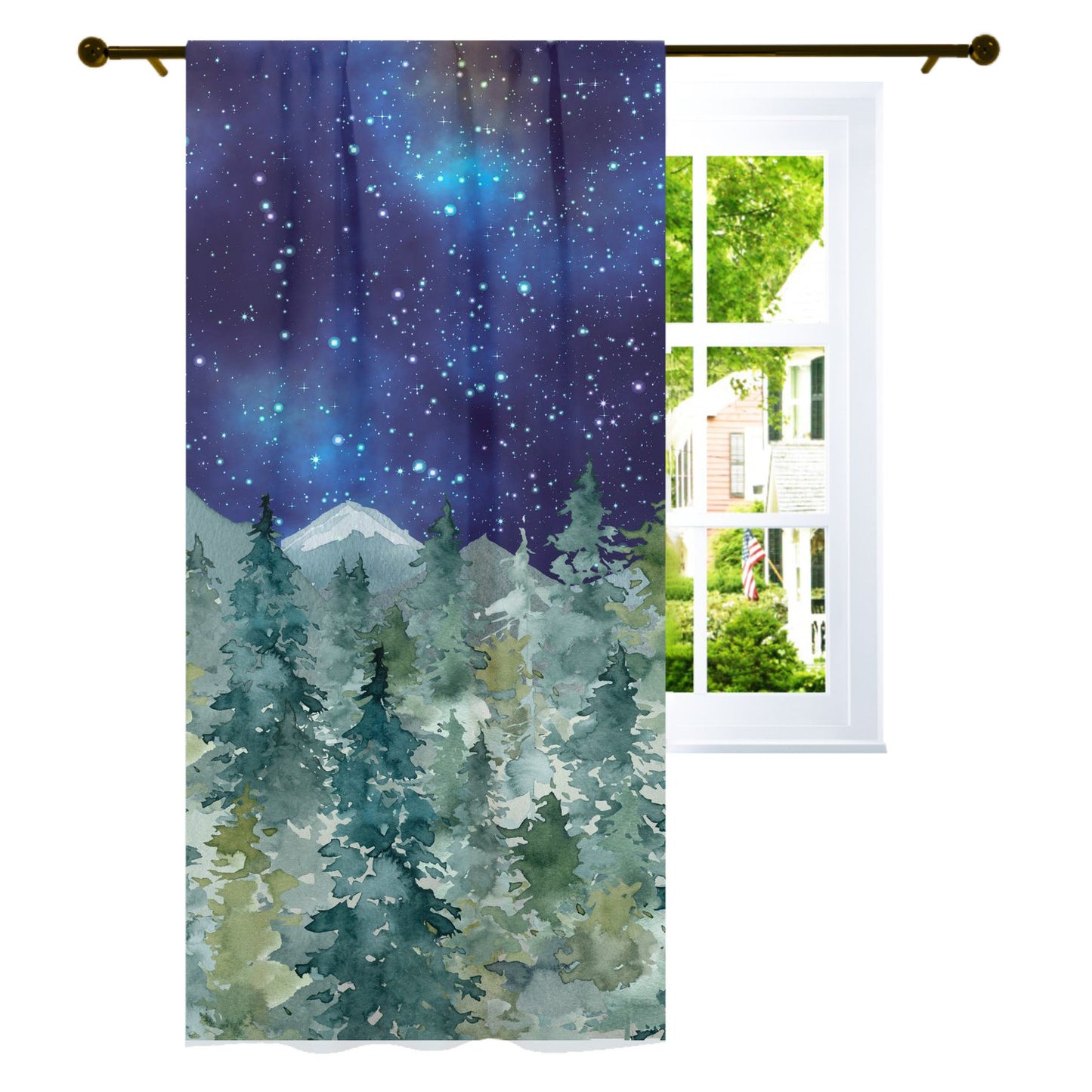 Night Forest Curtain | Pine Tree Curtain Single Panel - Majestic Forest