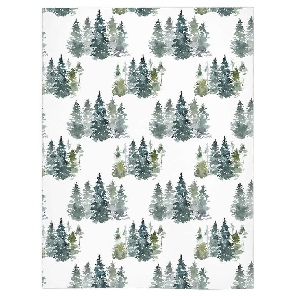 Pine Trees Minky Blanket, Forest Nursery Bedding - Majestic Forest