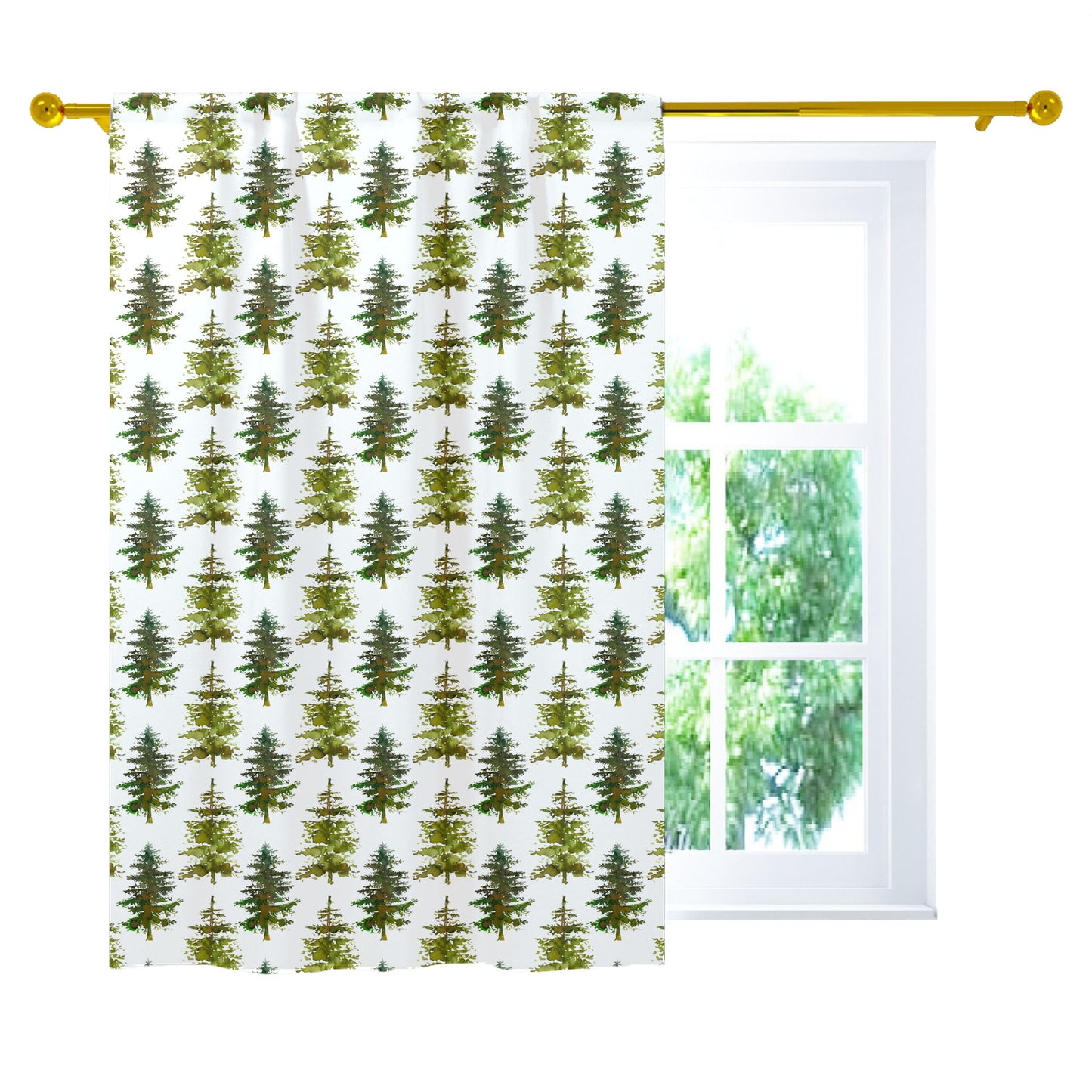 Pine Trees Curtain Single Panel, Forest Nursery Decor - Cabin Story ref9