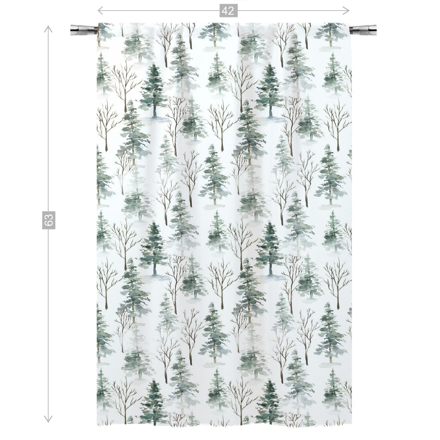 Pine Tree Curtain Single Panel, Forest Nursery Decor - Enchanted Forest