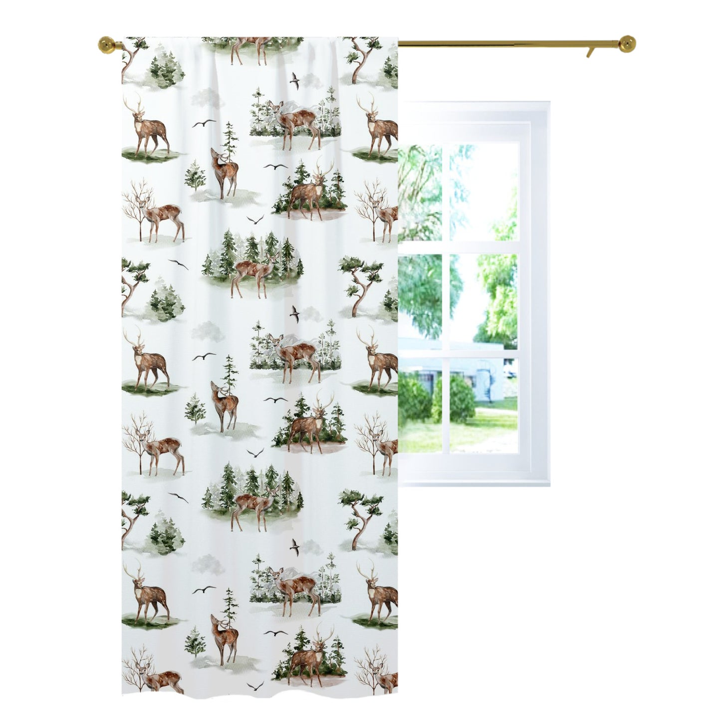 Cabin Curtain, Single Panel, Forest nursery decor - Cabin Life
