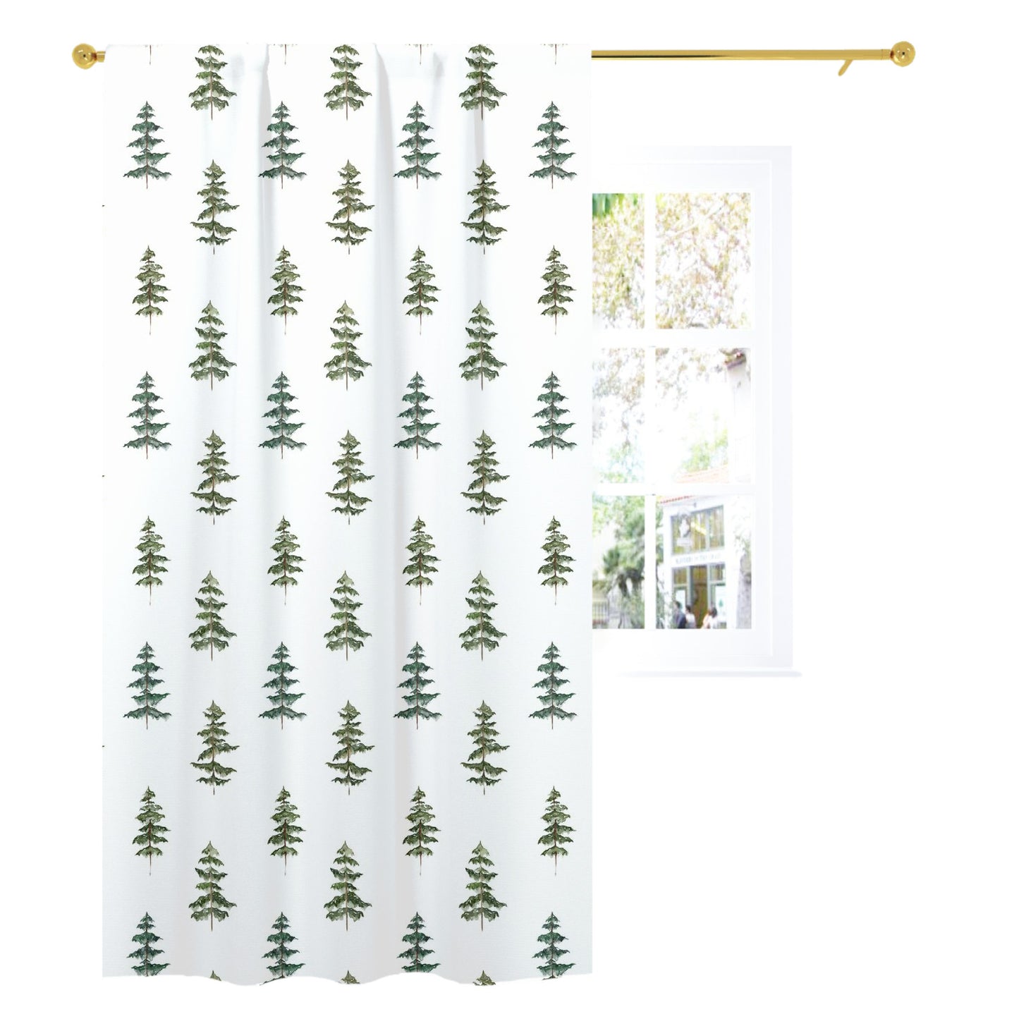 Pine Tree Curtain Single Panel, Woodland Nursery Decor