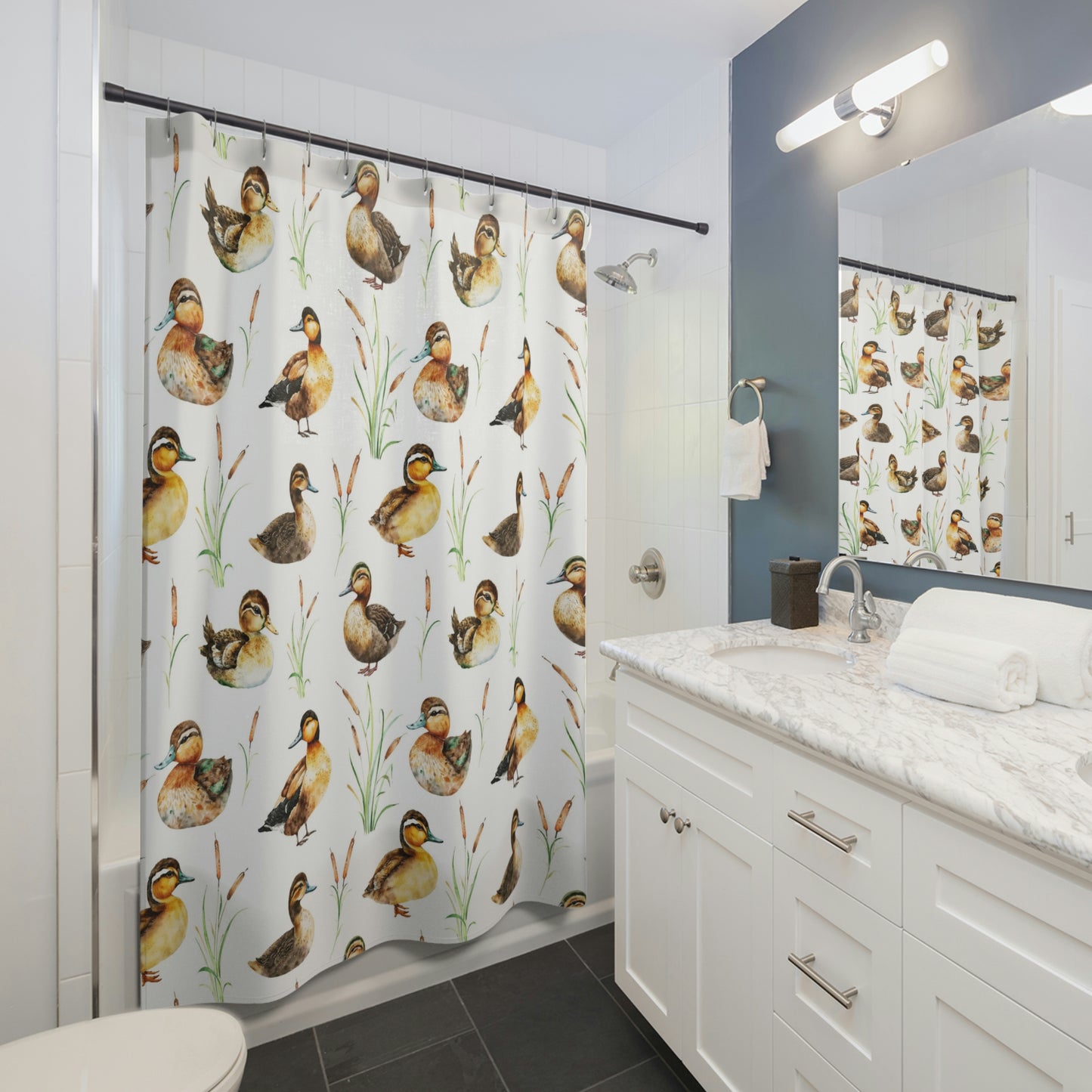 Duck Shower Curtain, Ducks bathroom decor - Little Ducklings