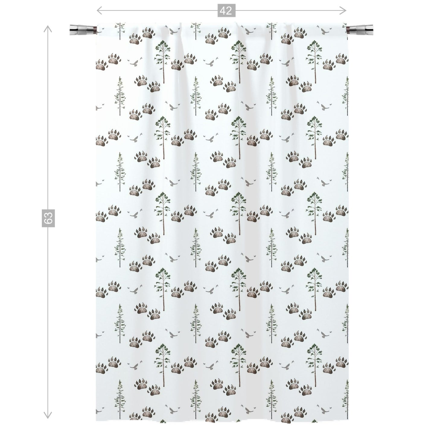 Woodland Curtain, Single Panel, Forest Nursery Decor - Forest Mist
