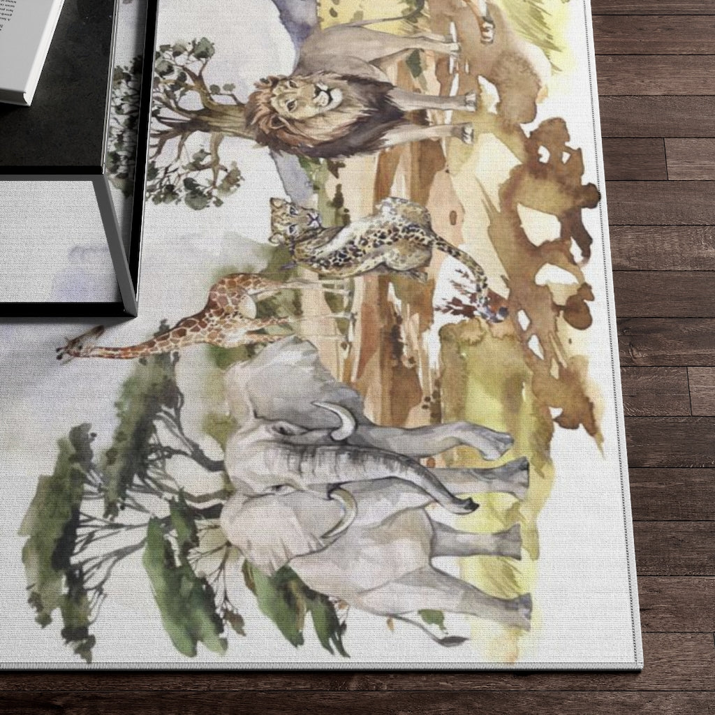 Safari nursery rug, Anti-slip backing, Jungle animals nursery rug - Africa Encounter