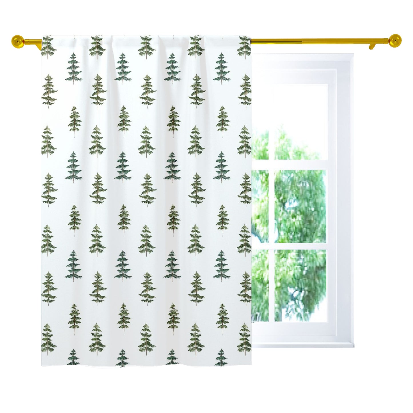 Pine Tree Curtain Single Panel, Woodland Nursery Decor