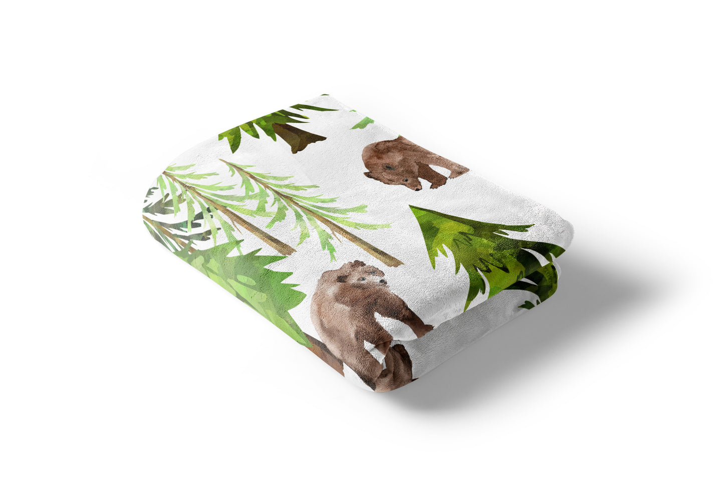 Coniferous Trees and Bear Minky Blanket, Forest Nursery Bedding - Into The Woods