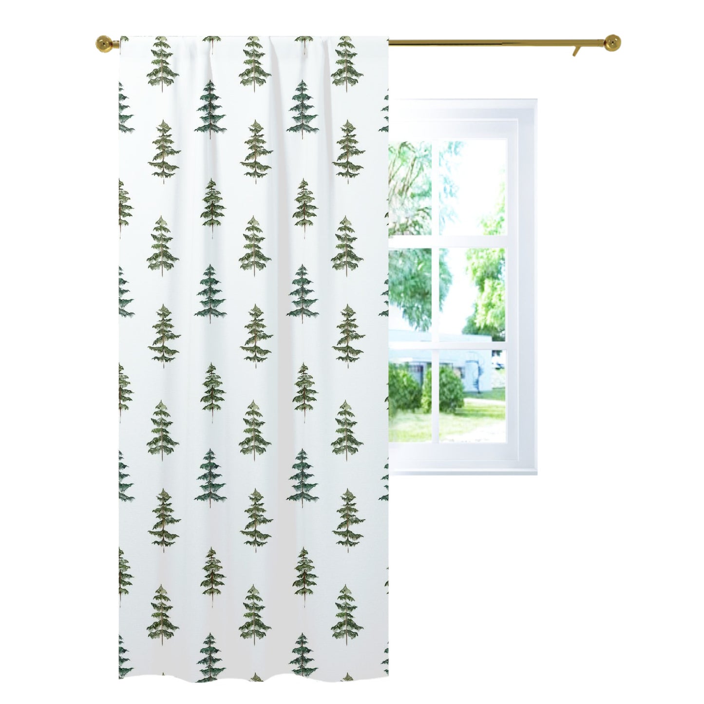 Pine Tree Curtain Single Panel, Woodland Nursery Decor