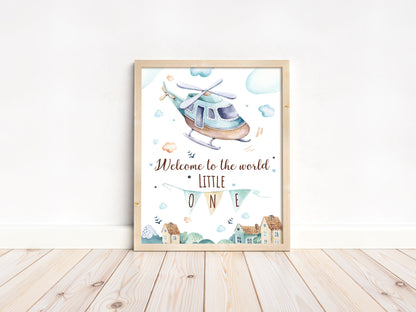 Welcome To The World Printable Wall Art, Airplanes Nursery Print - Up In The Sky