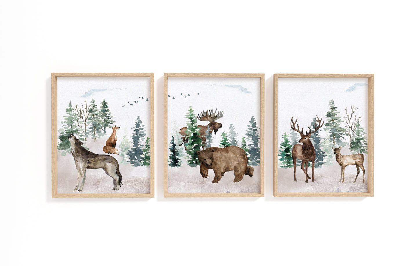 Forest Printable Wall Art, Woodland Nursery Prints Set of 3 - Enchanted Forest