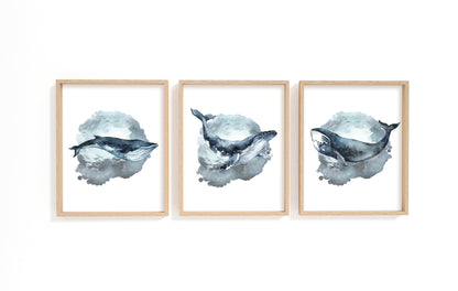 Whale Wall Art Set of 3, Under The Sea Nursery Prints - DIGITAL DOWNLOAD