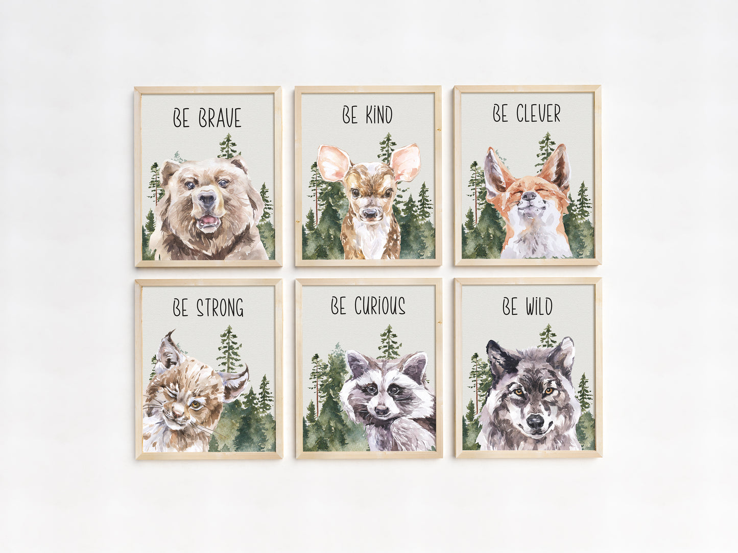 Woodland Animals Printable Wall Art, Forest Nursery Prints Set of 6 - Wild Woodland
